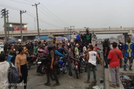 Lagos Taskforce okada ban enforcement, confiscated motorcycles, traffic operation