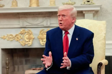 Trump 90-day tariff pause announcement outside White House