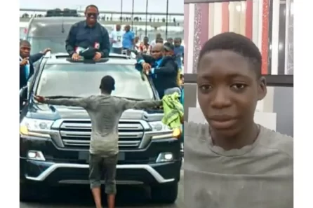 Teenager in front of Peter Obi convoy 2023